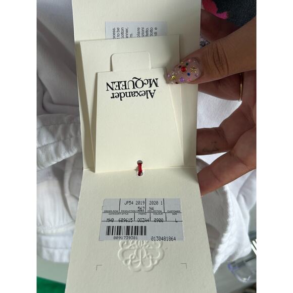 NWT Alexander McQueen White Jogger Pants Black and Pink Design Zip Pockets L - Picture 12 of 16